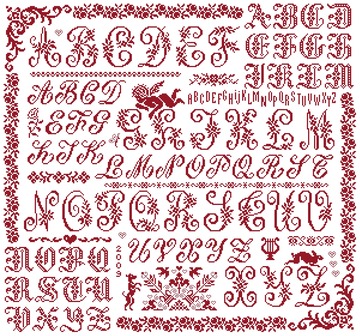 picture of the red cross stitch sampler Ref 068 Petits Croix Romantiques