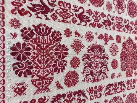 picture of the red cross stitch sampler Ref 063 Vierlanden xxx Rows